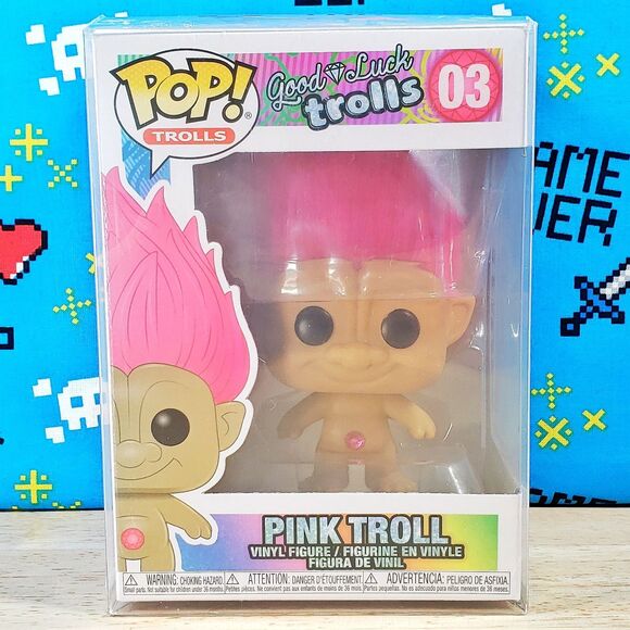 Funko PoP Trolls Pink Troll Good Luck Trolls #03 Vinyl Figure + Protector New - Picture 1 of 10
